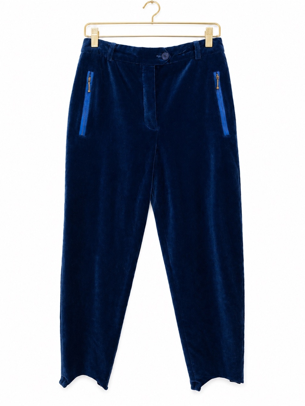 Vintage Escada By Margaretha Ley Pants Blue Velvet Size 42 Zipper Pockets Dressy